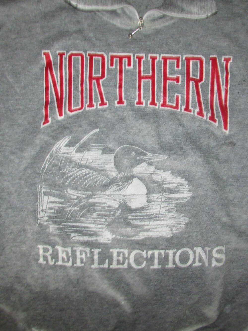 Vintage 90s Northern Reflections 1/4 Zip Sweatshirt Grey Mallard Duck
